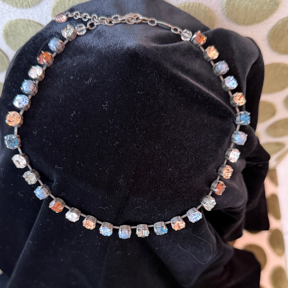 Sabika classics - Silver and Blue Crystal Necklace - “Denim”.